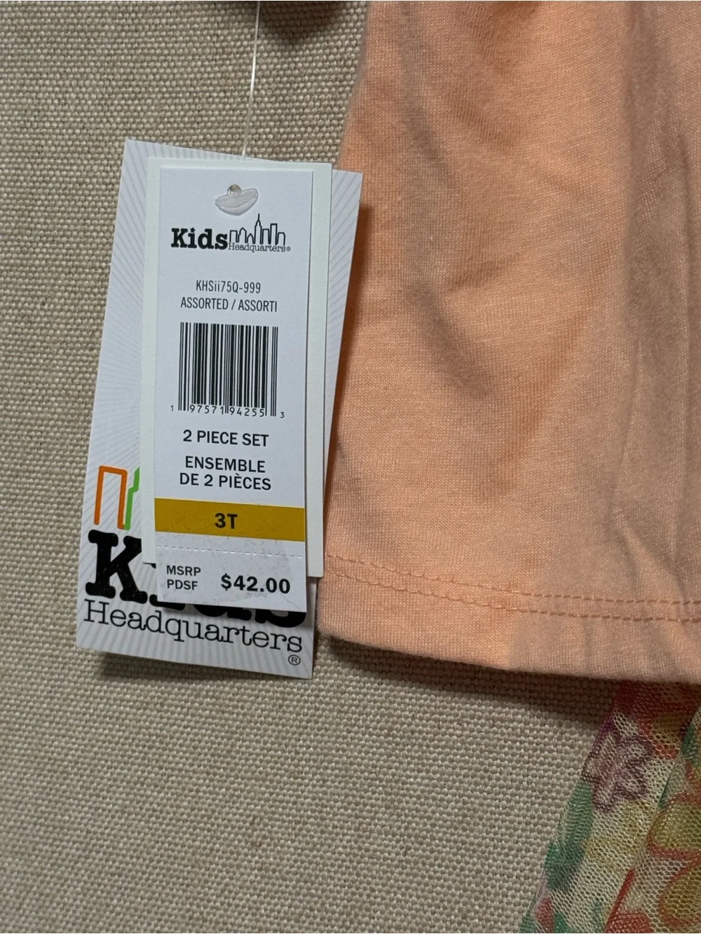 NWT Kids Headquarters Toddler Girl's 2 Pc Skort Set 3T peach